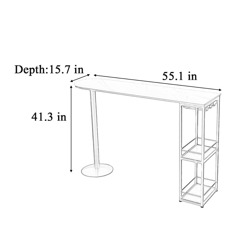 Comptoir de bar simple de style luxueux, H 41,3 po x L 55,1 po x l 15,7 po
