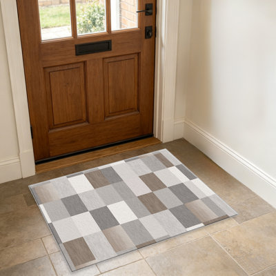 Tapis à carreaux de bois discret de 1 pièce, tapis décoratif polyvalent et élégant, facile à nettoyer et à entretenir, meuble idéal pour la chambre à coucher, le salon, le couloir, l'entrée, le dortoir et le bureau afin de rafraîchir l'ambiance intérieure de votre maison