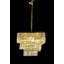 Lustre carré moderne en cristal à 3 niveaux - Luminaire encastré 5 lumières à intensité variable-1615221232
