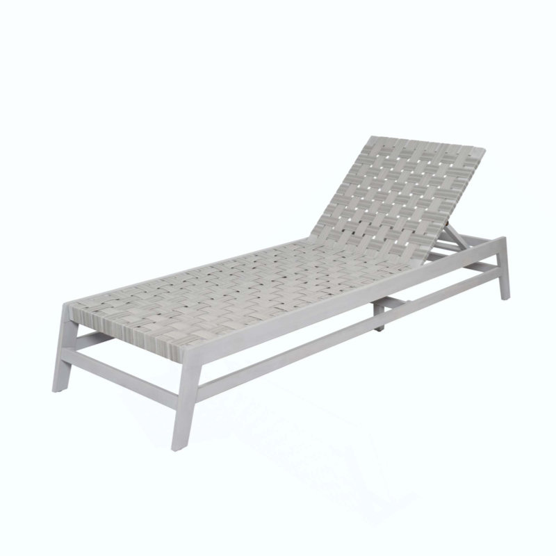 Chaise longue d'extérieur en bois d'acacia durable avec positions réglables pour une détente ultime et un design élégant