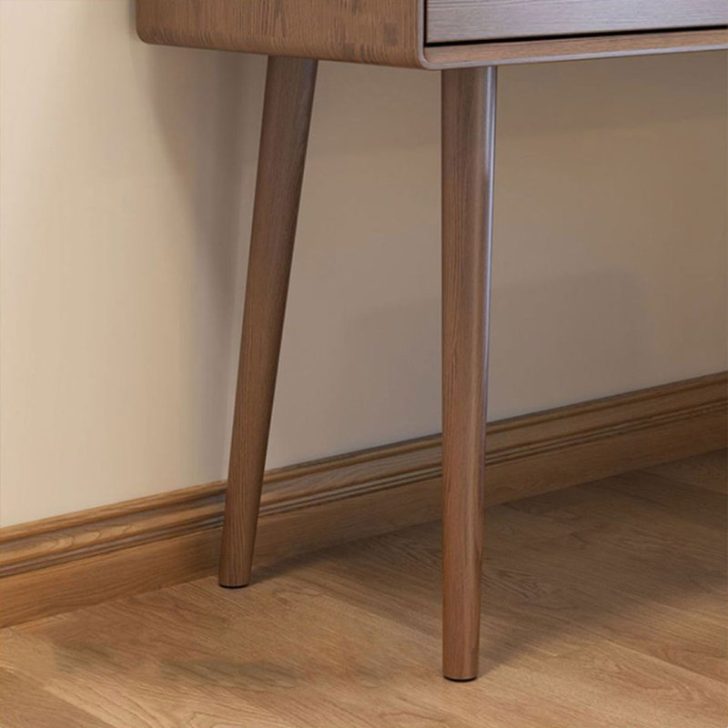 Ensemble de table de maquillage moderne en bois massif avec miroir, chaise et tiroirs