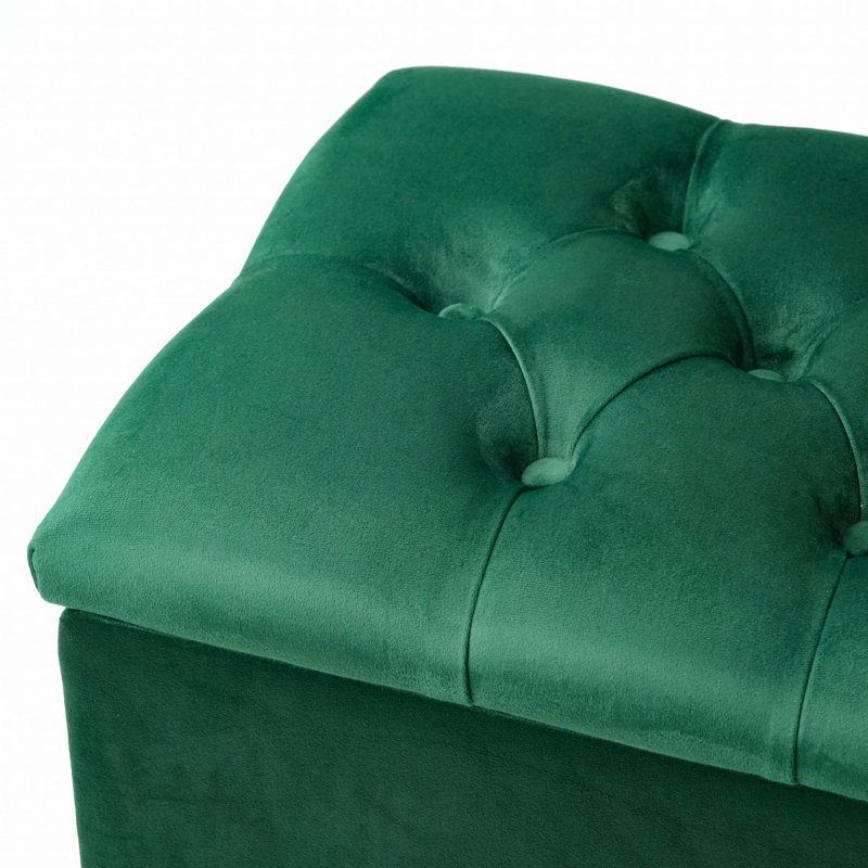 Velvet Upholstered Storage Bench, 42cm H x 100cm W x 30cm D