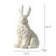 Figurine de lapin en céramique blanche 18 po avec texture bouclée et glacis craquelé, sculpture décorative de lapin Angora pour manteau de cheminée, table ou bibliothèque
