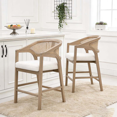 Wooden Frame Counter stool with rattan back