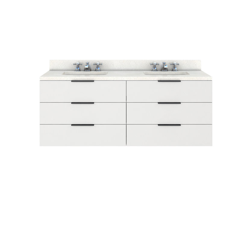 Soho 60" Solid Wood Bathroom Vanity with Durable Quartz Top, Double Basin, White