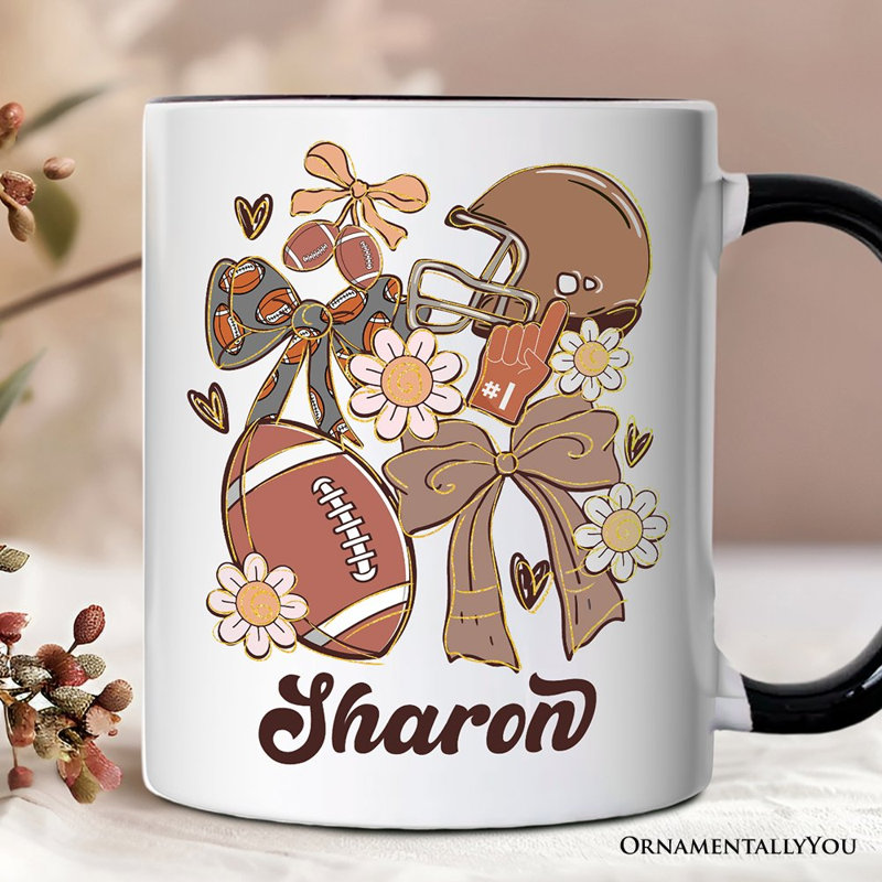 Tasse de marguerite Football Mom Coquette, cadeau rétro BCBG avec nom personnalisé