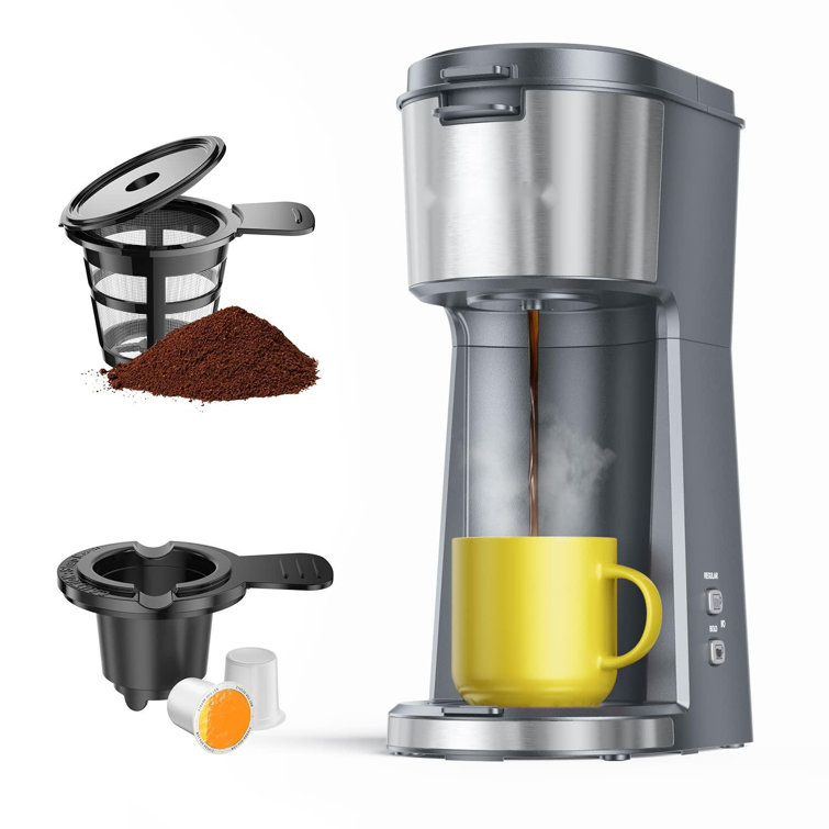 Single Serve Coffer Maker for K-Cup and Ground Coffee, Coffee Machine with
