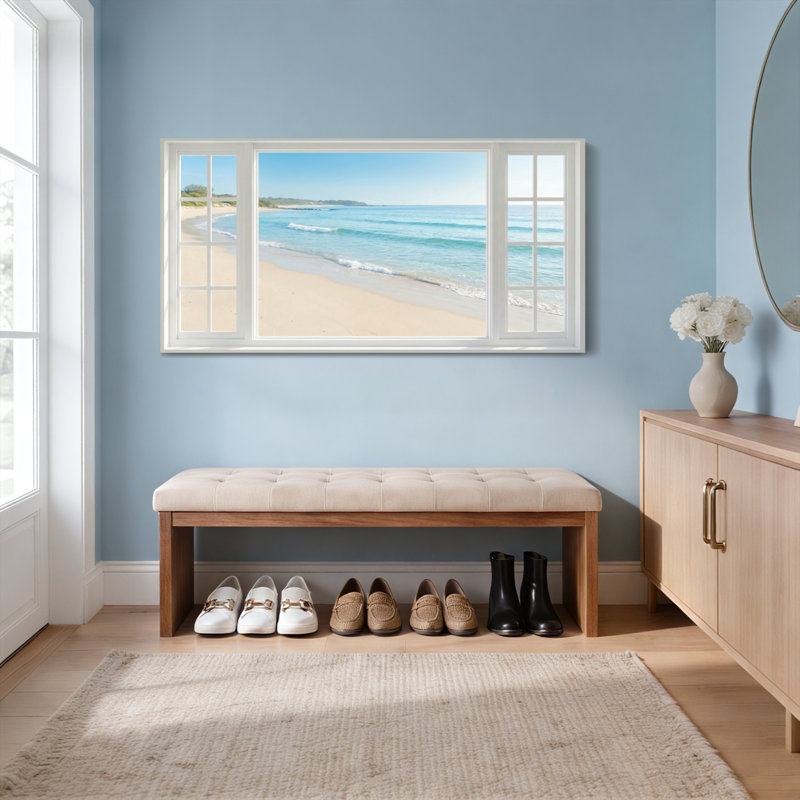 «Beach Window View», ensemble de 1 reproduction d'art sur toile tendue sur toile, H 12 po x l 36 po