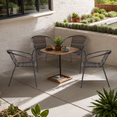 4Pcs Stackable Rattan Patio Chairs