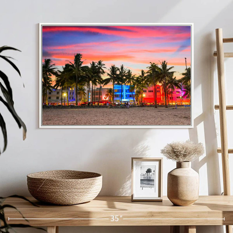 Miami Beach USA, Floating Frame White, 25" X 17"