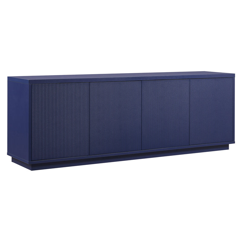 Hanson Rectangular Fluted TV Stand for TV's up to 75" in Dark Blue, Dark Blue