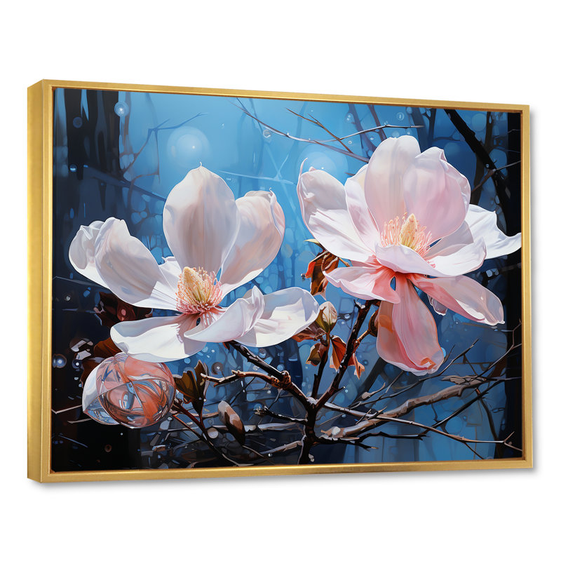 «Luxurious Magnolia Tranquility III», reproduction sur toile, H 12 po x l 20 po x P 1 po, Cadre flottant doré