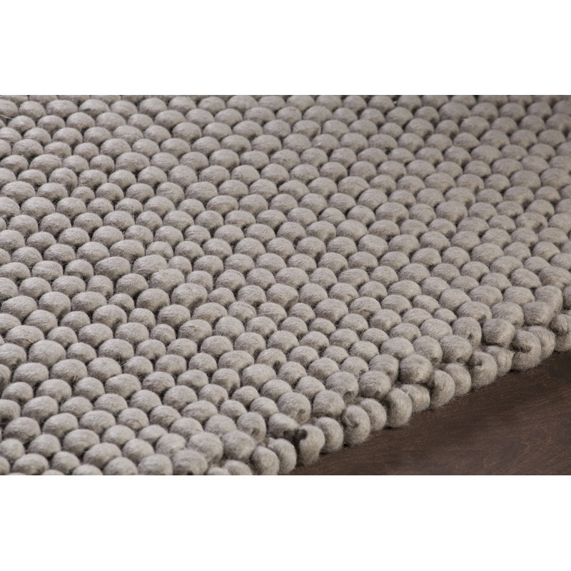 Tapis à poil long fabriqué à la main Ambrose, Rectangle 7 pi 9 po x 10 pi 6 po, Laine grise