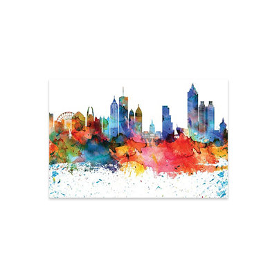 " Atlanta Colorful Watercolor Skyline " Print