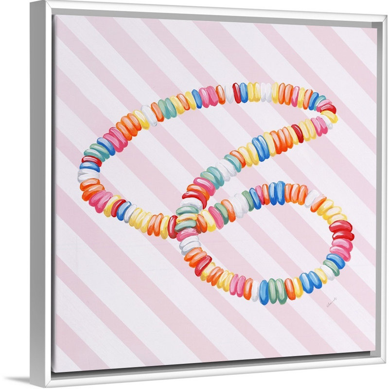 « bonbon shop iv », peinture sur toile, Cadre flottant blanc, H 37,7 po x l 37,7 po x P 1,75 po