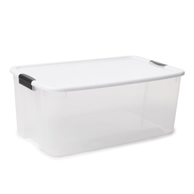 Sterilite Clear Plastic Stackable Storage Bin with White Latch Lid