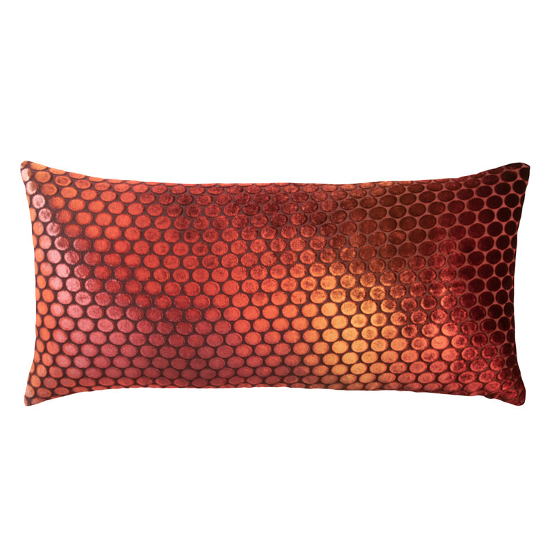 Dots Square Velvet Pillow Cover & Insert, 18"H x 18"W, Paprika