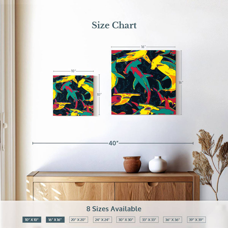 Brampt Colorful Hammerhead Sharks, 10" H x 10" W