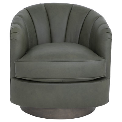 Fauteuil demi-tonneau pivotant en cuir Tipsy
