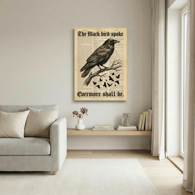 «Black Bird Spoke», journal rétro sur toile tendue, reproduction de peinture à l'huile avec corbeau et oiseaux sur une branche pour la décoration intérieure et le salon