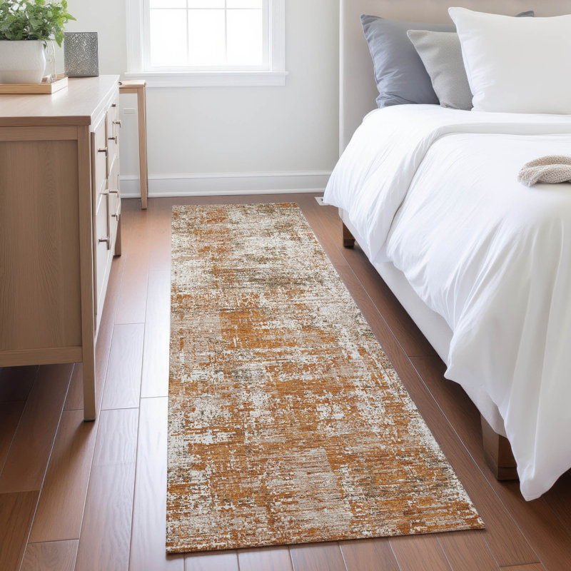Machine Washable Indoor/Outdoor Chantille ACN2693 Abstract Rug, Paprika, Tapis de couloir 2 pi 3 po x 7 pi 6 po