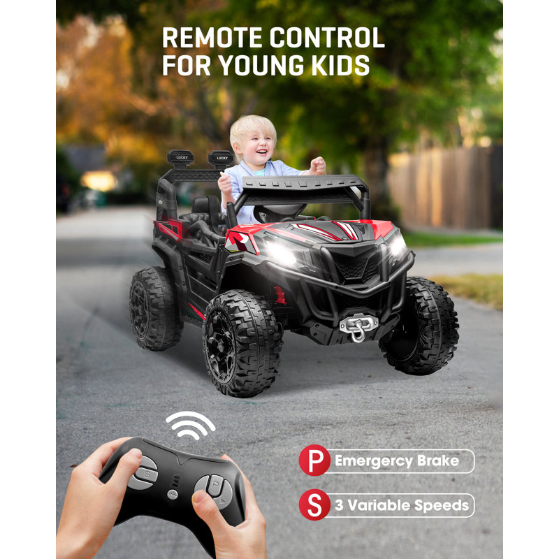 ARBELI 24V 1 Seater All-Terrain Vehicles Battery Powered Ride On Car,Toy with Remote Controll, Red