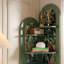Armoire de coin en bois massif vert