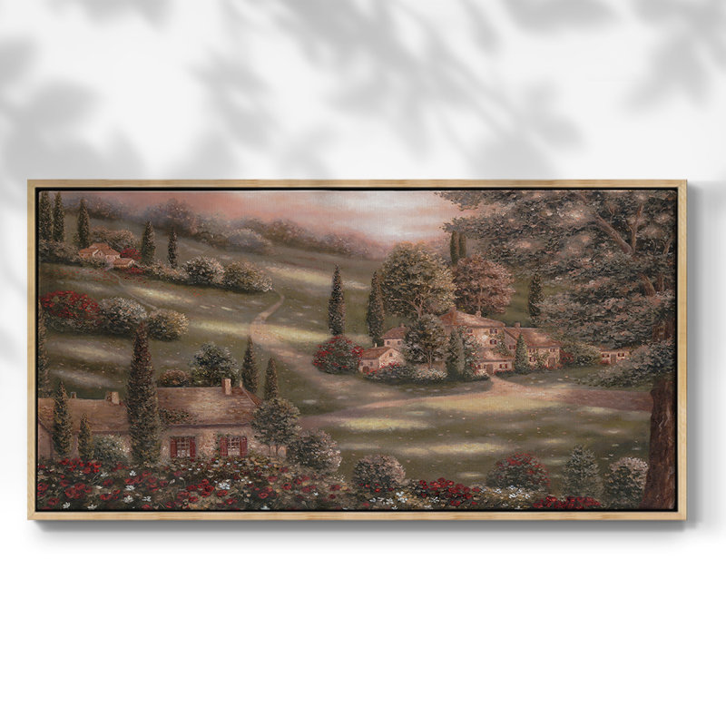 «Evening in Tuscany I», toile tendue avec châssis, prête à être accrochée, H 25 po x l 49 po, Naturel