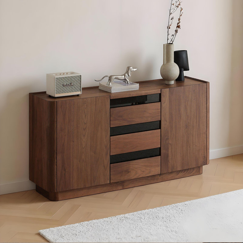 Buffet de rangement en bois massif de grande capacité, H 28,74 po x l 55,11 po x P 15,74 po