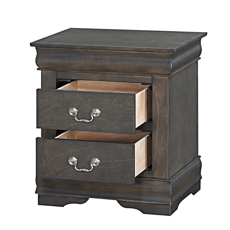 Table de chevet avec tiroir, Gris foncé