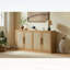 Buffet 67 portes en rotin à 4 portes 67 po, buffet Boho avec rangement spacieux pour le salon et le couloir, finition chêne caramel