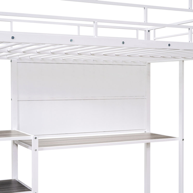 Lit mezzanine double avec bureau et espace de rangement - Maximisez l'utilisation de votre tableau blanc en métal pour une étude efficace