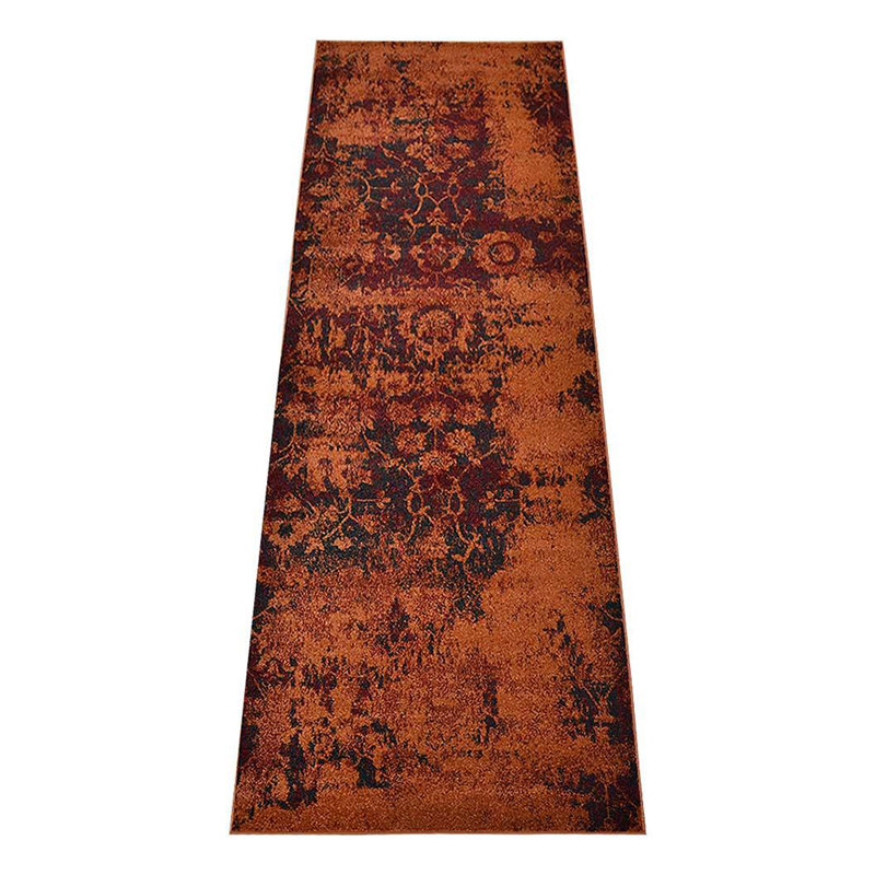 Bicknell Machine Made Heatset Polypropylene Area Rugs - Runner, Orange Color, Contemporary Modern Design, Low Pile Machine Made Area Rugs for Living Room, Bed Room