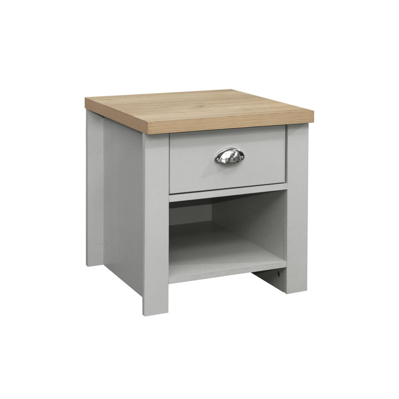 Highgate Side Table with Storage, Grey/Oak