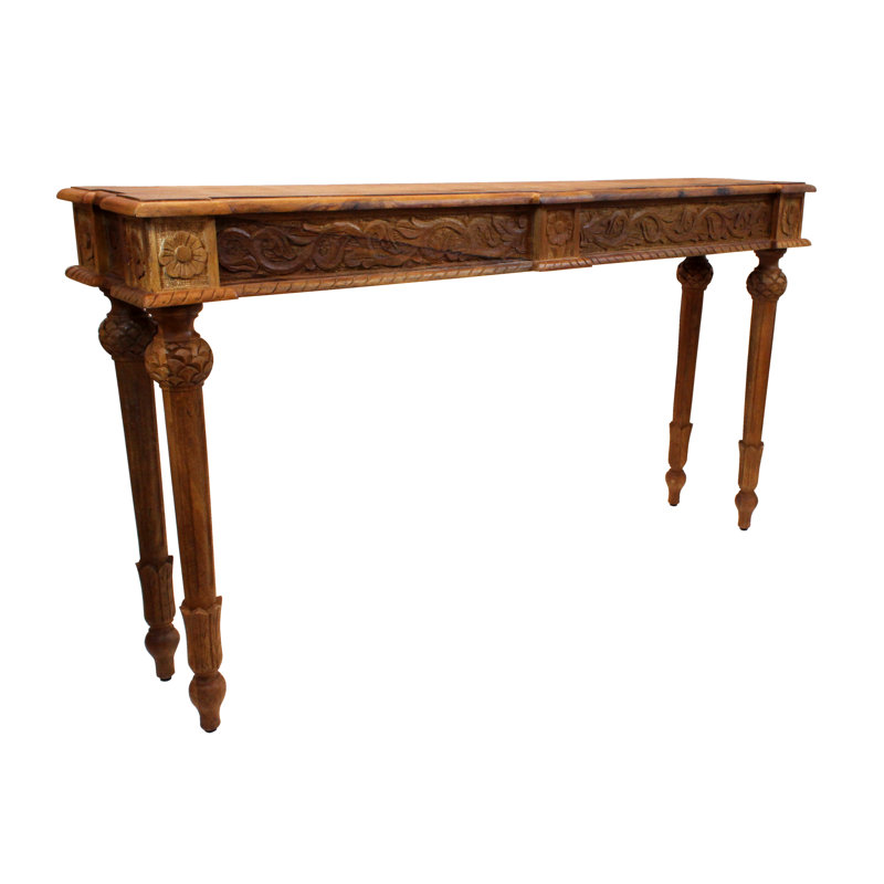 Console 54 po en bois massif vieilli, Walnut