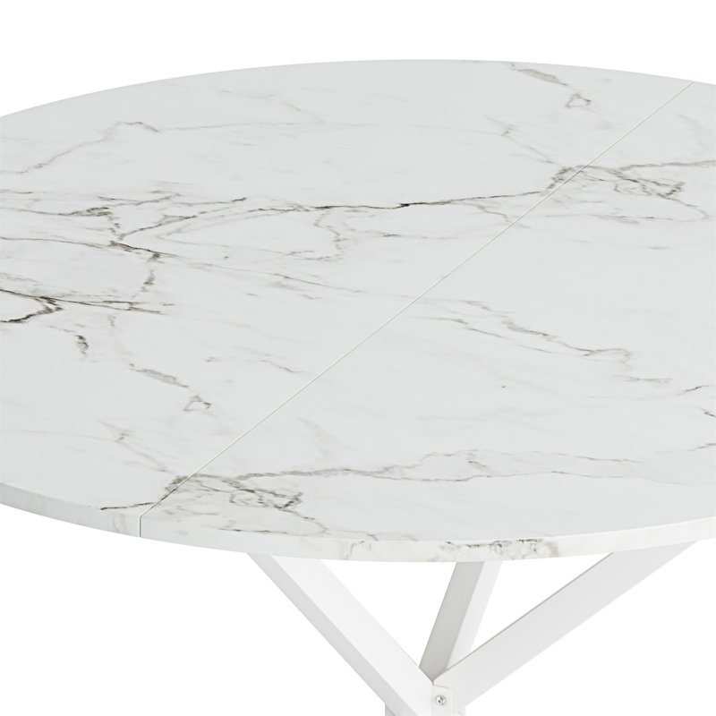 Table de salle à manger Myrian, H 29,53 po x L 31,5 po x l 31,5 po, Marbre blanc