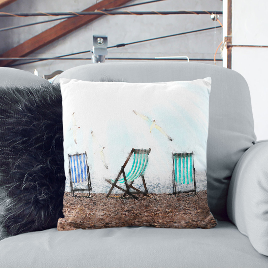 Deckchairs on Brighton Beach Cushion with Filling
