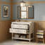 Ensemble de meuble-lavabo 36 po avec lavabo, lavabo en céramique encastré, ensemble de meuble-lavabo autoportant avec 4 tiroirs, armoire de salle de bain avec cadre en bois massif, beige