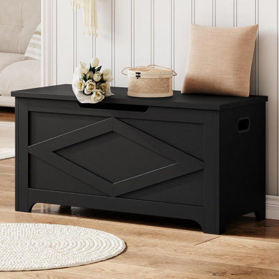 39.4" Wooden Storage Chest, Safety Hinges Toy Box for Bedroom, Entryway, or Living Room