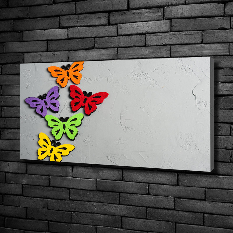 Colourful Butterflies - No Frame Print on Canvas