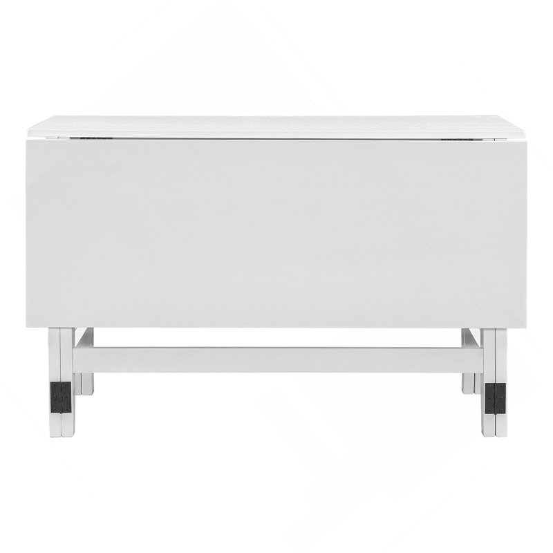 Farmhouse Wood Extendable Dining Table With Drop Leaf For Small Places, White, White