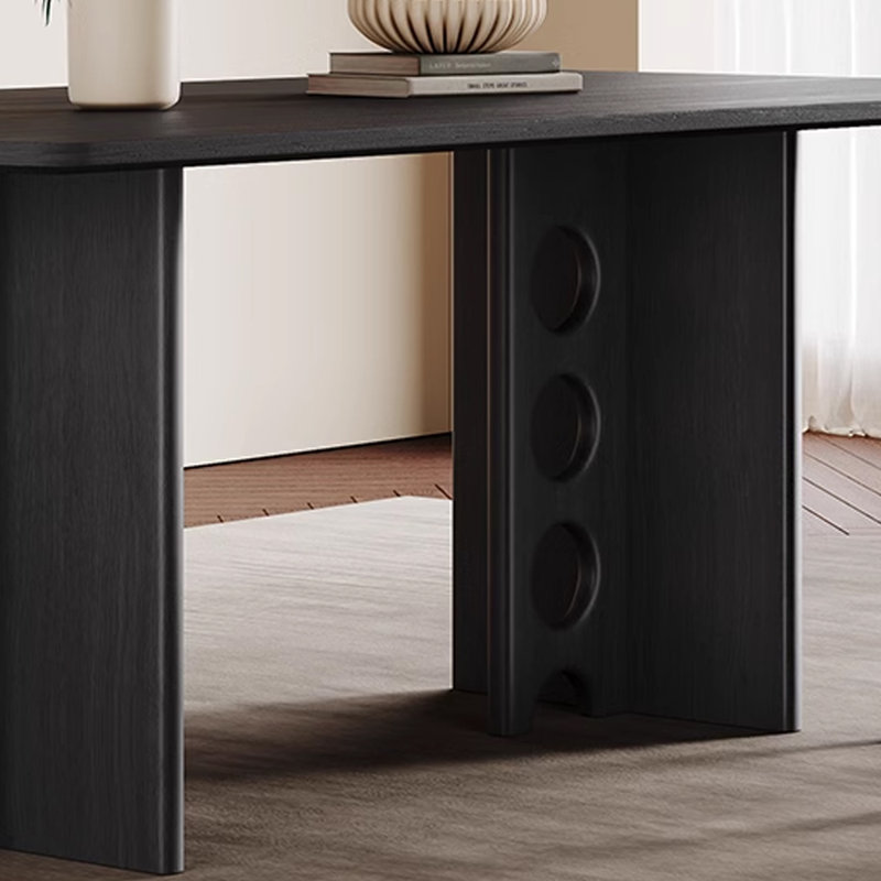 Modern Simple Rectangular Solid Wood Dining Table 6 - Person Double Pedestal Dining Set, 29.53"H x 55.12"L x 31.5"W