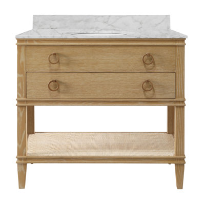 Cutler 36.5'' Single Bathroom Vanity with Carrara Marble Top