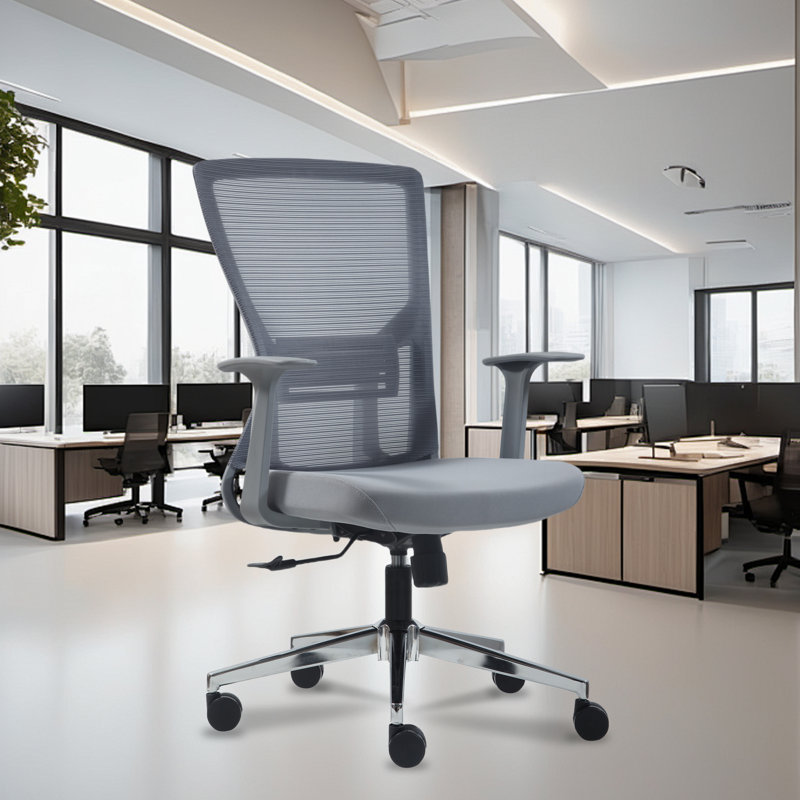 Fcd Office Chair Mid Back Mesh Swivel Rolling Desk Chairs With Adjustable Lumbar Support And Seat Height, Tiltable Back