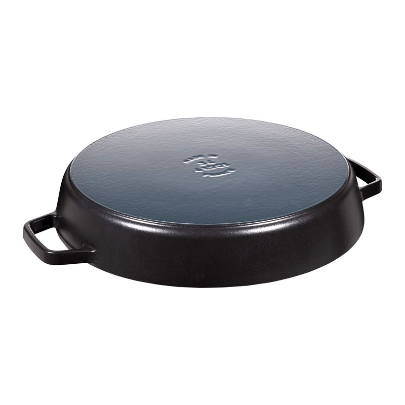 Staub Cast Iron 13-inch Double Handle Fry Pan, Black Matte