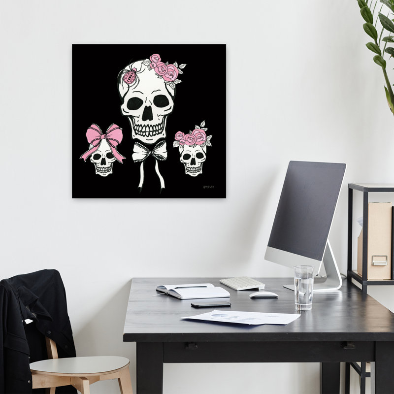Coquette Skulls, art contemporain, H 18 po x l 18 po