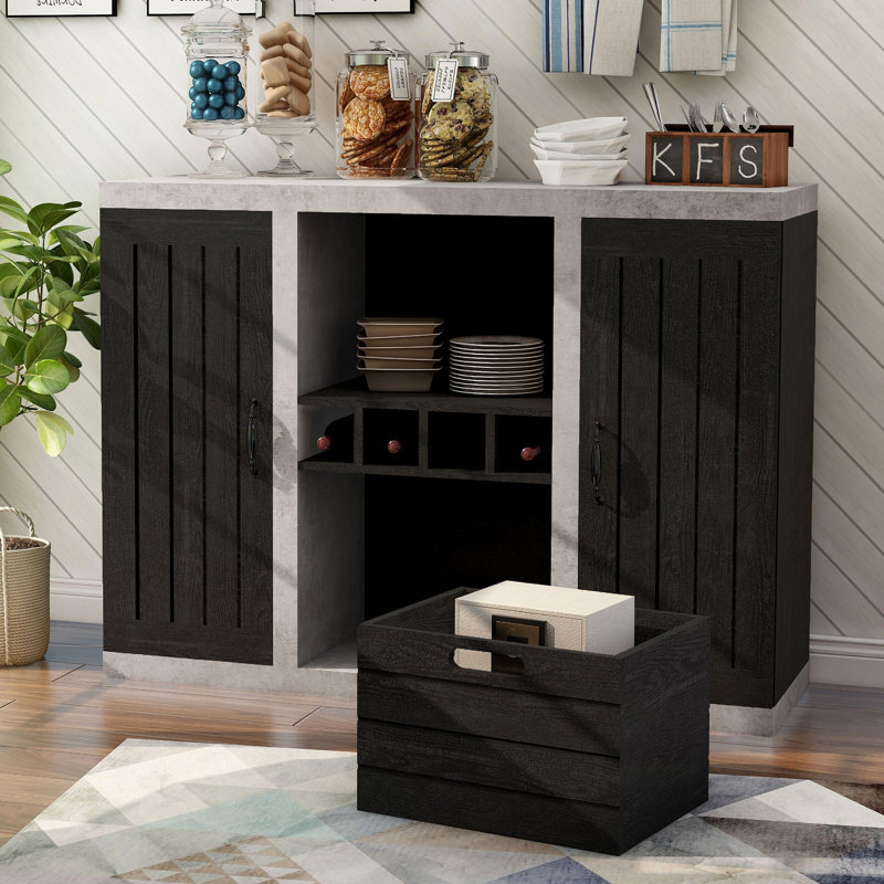 Buffet de 47,25 po de large Kissena, Noir / ciment