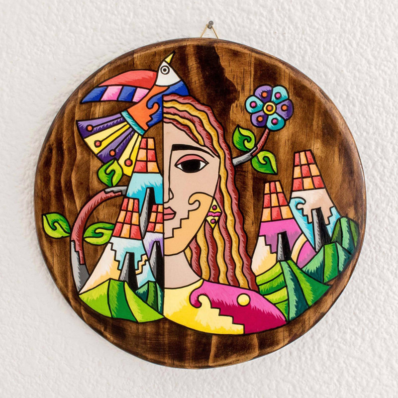 Boho Abstract Wall Decor on Solid Wood