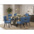6 Piece Dining Set Contains a Rectangle Dining Room Table with V-Legs and 4 Blue Linen Fabric Upholstered Chairs with a Bench, 36x60 Inch, Multi-Color-133567853-133567859