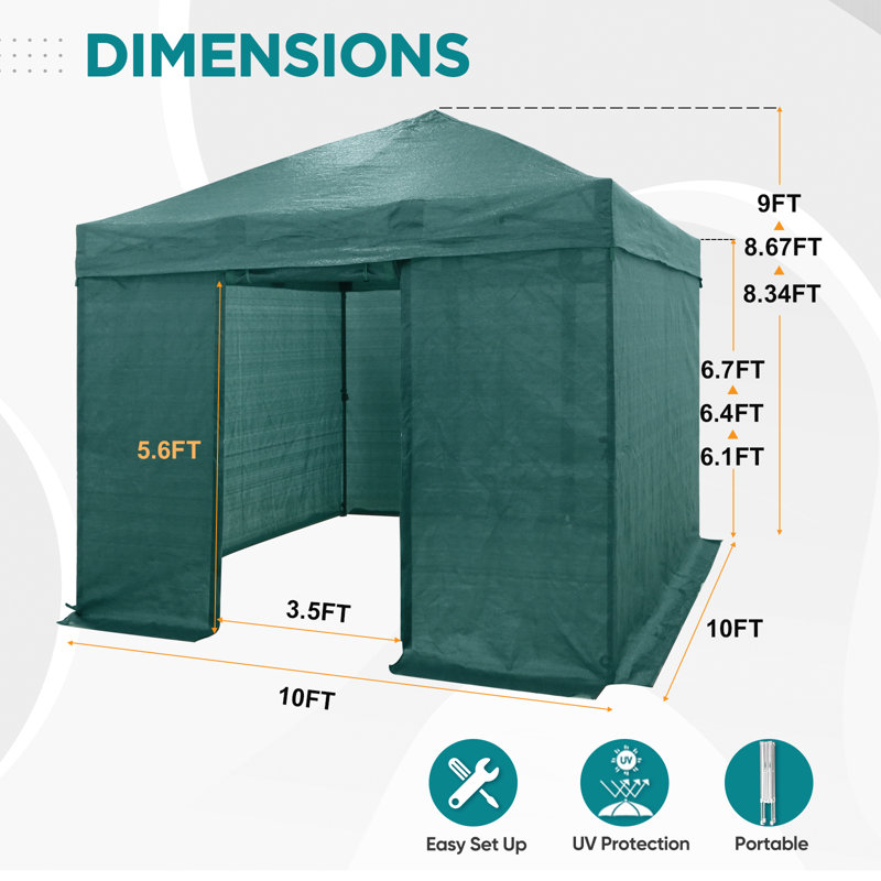 Eagle Peak 10x10 Green Mesh Portable Pop-Up Greenhouse